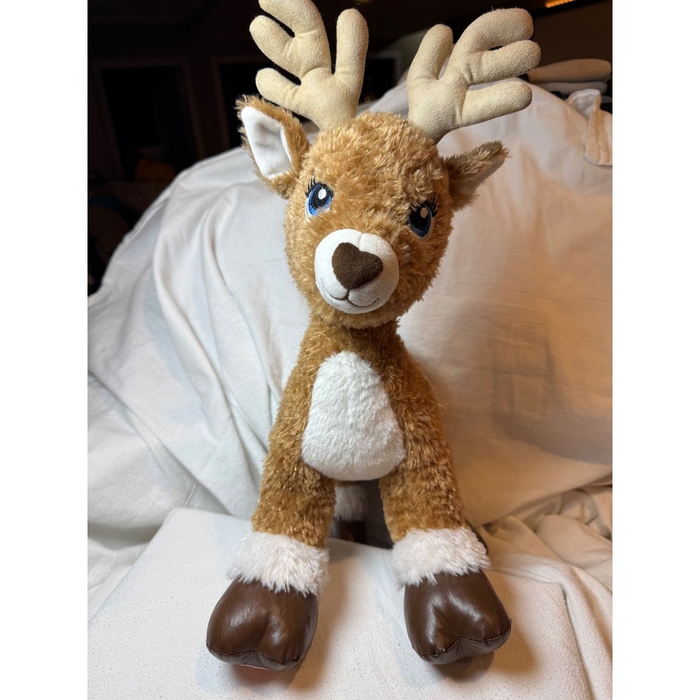 Build‎ a Bear Workshop Reindeer Plush Stuffed Animal Sparkle Tan Blue Eyes